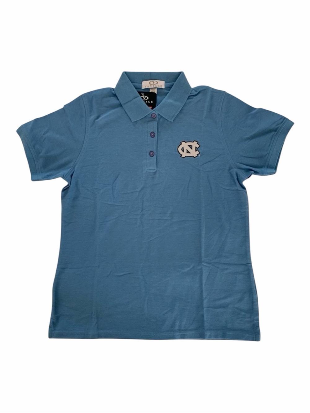 NWT Vantage UNC Polo Shirt Women’s M Blue White Short Sleeve Carolina Logo